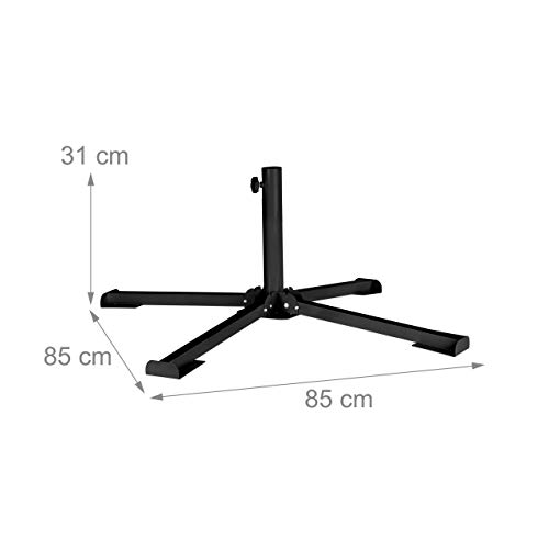 Base para sombrilla ajustable de metal negro con estructura plegable 5