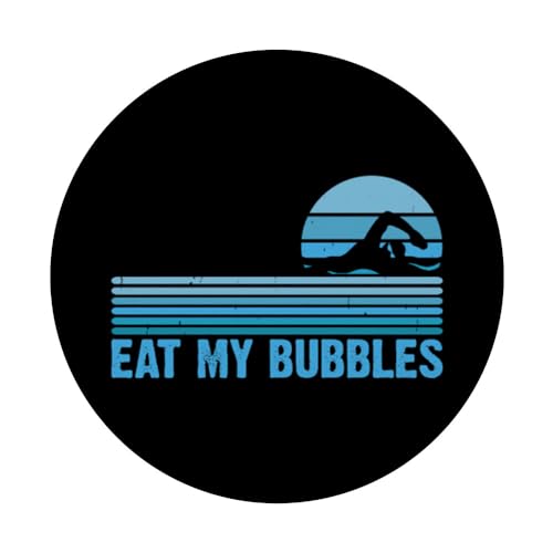 Eat My Bubbles For Swimming Lovers Swim Team - Funny Swimmer PopSockets Swappable PopGrip, Black - Image 3