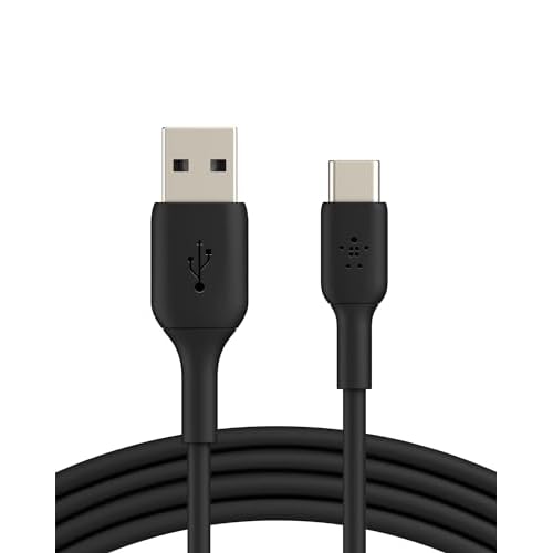 Belkin BoostCharge USB-C to USB-A Cable (2M/6.6ft) USB Type-C Cable for iPhone 16, iPhone 16 Pro, iPhone 15, Samsung Galaxy S25, S24, Pixel 9 & 8, iPad Pro, Nintendo Switch 2, Carplay & More – Black