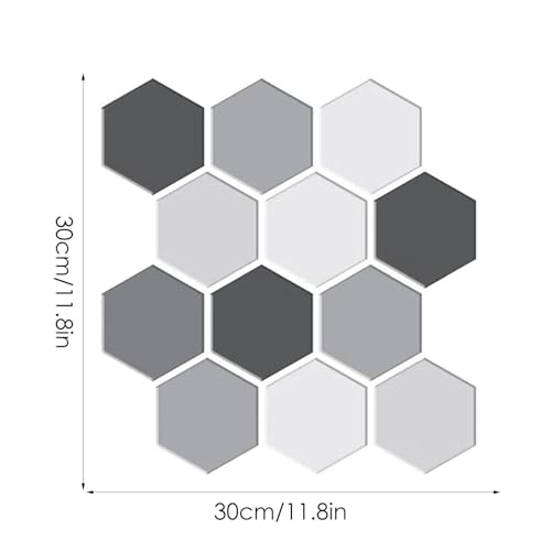 Calcomanías para azulejos de pared tipo mosaico decorativo, set de 10 paneles hexagonales 3D 5
