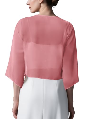 Image of Urban CoCo Women's Chiffon Shrug Cardigan Open Front 3 /4 Sleeve Drape Irregular Hem Bolero Summer Cover Up