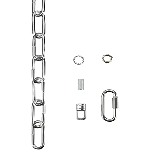 Image of Aspen Creative 21119-71,Steel 1 Feet Heavy Duty Chain & Quick Link Connector for Hanging Up Maximum Weight 120 Pounds-Lighting Fixture /Swag Light /Plant in Chrome.6 Gauge.