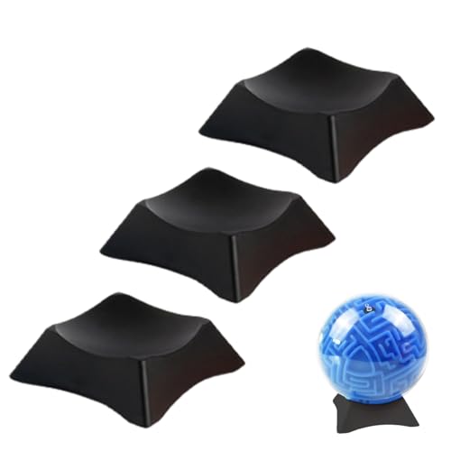 Mollcouver 3 Pcs Soccer Ball Stand Universal Plastic Football Display Stand for Basketball Football Volleyball Display Rack, Black