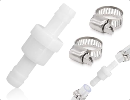 Emezddo Válvula antirreflujo, válvula antirreflujo de plástico, válvula unidireccional con abrazaderas, para agua, combustible, gas, lavadora y secadora de condensación (diámetro de 10 mm)