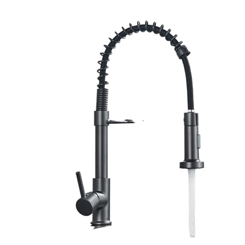 Grifo de cocina extraíble contra salpicaduras con mezclador monomando gris de encimera 2