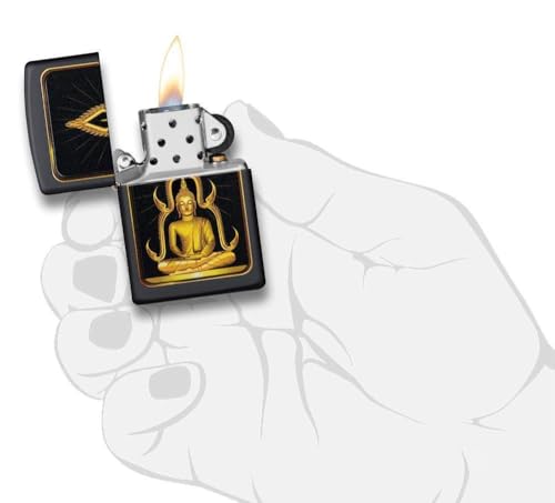 Encendedor Zippo personalizado mate negro buda miniatura 3