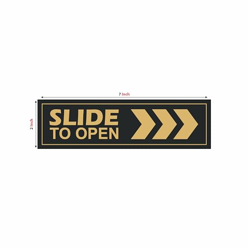 Slide to Open Stickers Self Adhesive 4 Right 4 Left for Gate | Door Size 2 Inch* X 7 Inch* Multicolour
