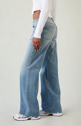PacSun Women's Casey Low Rise Baggy Jeans Ripped Raw Cut Medium Blue Size 322