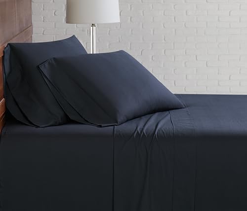 Image of CANNON Solid Percale Black 5 Piece Split King Sheet Set