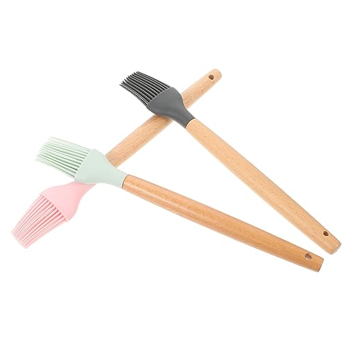 Toddmomy 3pcs Silicone Oil Brush Durable Household Basting Brush for Bbq Baking Cooking Food-grade Silicone Beech Handle Easy to Clean Comfortable Grip for Marinating and Saucing