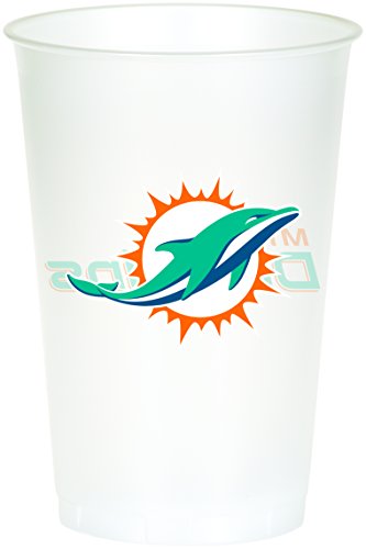 Creative Converting Cups White Miami Dolphins Plastic, 20 oz-8 pcs