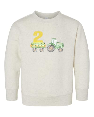 KLATCH Toddler Baby Boy Birthday Tractor Outfit Two Number Sweatshirt Shirts Birthday Gift for Kids - Natural Color (US, Age, 3 Years, Natural)