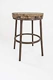 ESTRUCTURA METÁLICA Taburete Bajo Metal y Madera TOM Oxidado Sam, Asiento de Madera, 49x35cm. Incluye Imán Personalizable de Regalo.