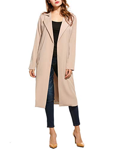 UNibelle Winter Long Blazer Women's Open Front Long Trench Coats Lightweight Casual Blazer Cardigans (Khaki, X-Large)