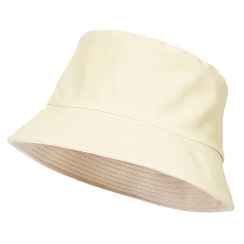 QILZO Gorro de Lluvia Impermeable Plegable Sombrero de Pescador Gorro para Hombres y Mujeres Gorro con Forro Interior Ideal para Senderismo, Deportes al Aire Libre, Color Beige