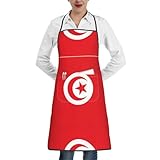 KKAFGBV Kochschürze mit albanischer Flagge, bedruckt, wasserdicht und öldicht, mit verstellbarem Lätzchen, Restaurant, Grill, Tunesische Flagge, Einheitsgröße