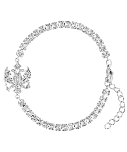 d'origine Bracelet aigle du Monténégro - Oxyde de zirconium monténégrin - Chaîne d'aigle du Monténégro - Bijoux monténégrins - Bijou armoiries du Monténégro pour femme