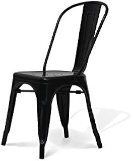 Eurosilla HKM001N-4 HKM001, Pack de 4 Sillas metálica apilable Color Negro, Unidades