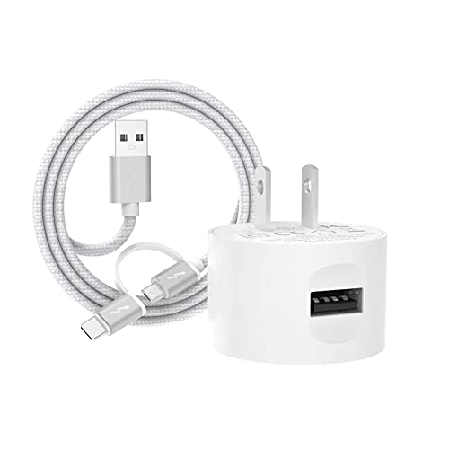5 FT 2 in 1 Charger Fit for Samsung Galaxy Tab A 10.1' 7.0' 8.0' 8.4', Tab E 8.0' 9.6', Tab 3 4 7.0' 8.0' 10.1', Tab S S2 S3 S4 8.0' 8.4' 9.7' 10.5' Tablet Cable Power Supply Adapter Cord (UL Listed)