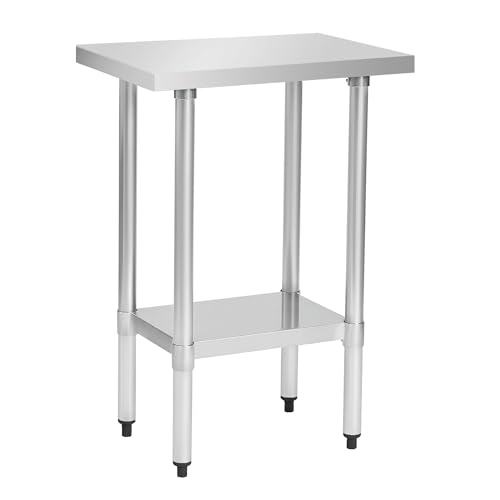 Image of COOLCHEF Stainless Steel Work Table 18 x 24 Inch, NSF Commercial Prep Table with Undershelf, Heavy Duty Food Prep Workstation
