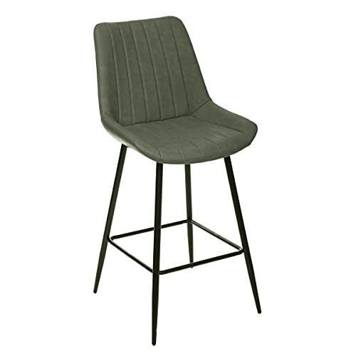 Chaise de Bar Olwen Vert Kaki Effet Cuir - Atmosphera créateur d'intérieur