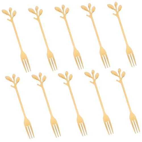 STOBAZA 10pcs Fork Set Charcuterie Forks for Lunch Boxes Salad Stirrers Stainless Steel Elegant Design
