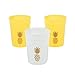 Fun Express Set of 12 Pieces Pineapple Plastic Party Cups, Each holds 12 oz, BPA Free Plastic, Luau, Tiki and Tropical Party Supplies, White & Gold