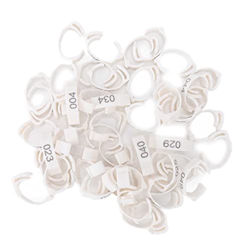 Hapivida 50 Uds Bandas para Patas de Aves Anillos 1-50 Anillo de Plástico Numerado con Clip para Patas de Aves de Corral para Pollitos Patos Pollo Ganso Pavo