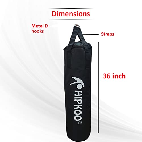 Image of Hipkoo Sports 3 Feet Unfilled Matte Punching Bag with Hand Wrap Combo | 1 Punching Bag & 1 Hand Wrap | for Boxing, MMA, Sparring, Punching Training Kick & Muay Thai (Black)