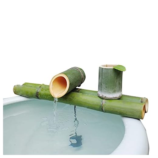 Bambu fontänsats, flödande vattenornament japansk zen fontän feng shui trädgård fontänpump för trädgården, fågelbad, fiskbehållare, 60 cm