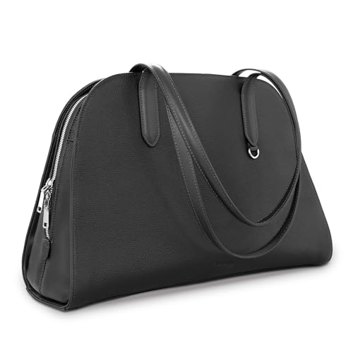 Image of befen Genuine Leather Tote Bag for Women Work Travel Leather Purse Handbags | Real Leather, Padded 14 inch Laptop Compartment, Multi-Pockets, Zipper, Tote Bag for Daily