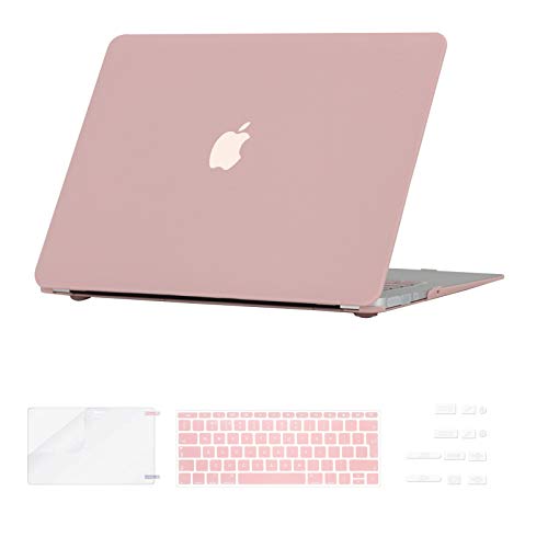 i-Buy Funda Dura Compatible con Old MacBook Air 13.3 Pulgadas 2010-2017（Model A1369 A1466）+ Teclado Cubierta + Protector de Pantalla + Enchufe del Polvo - Cuarzo Rosa