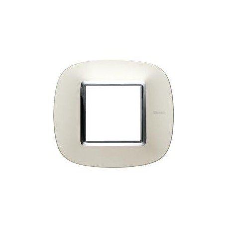 Plaque 2 mod argent satiné support prise et interrupteur encastrable