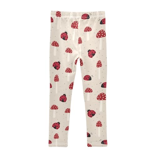 ZZKKO Girls Leggings Cute Ladybird and Mushroom Toddler Girls Clothes Leggings for Girls Toddler Girls Leggings 3-4T2