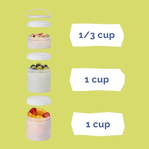 Image of Whiskware Stackable Snack Containers for Kids and Toddlers, 3 Stackable Snack Cups for School and Travel, Teal /Yellow