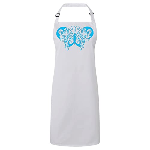 Tablier cuisine blanc papillon stylisé bleu pour raviver vos souvenirs