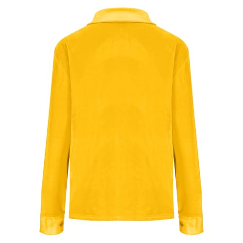 Women's Vintage Velvet Top Winter Fall Casual Long Sleeve Button Down Shirt Jacket Elegant Office Work Blouse3