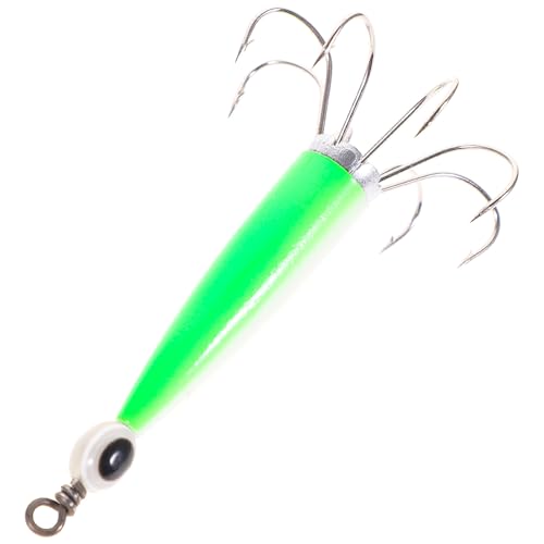 GAROZATION Señuelo de Pesca Nocturno Luminoso Verde Anzuelo de Hierro Resistente Diseño Biónico de Calamar 8 Garras Accesorio para Pesca Marina