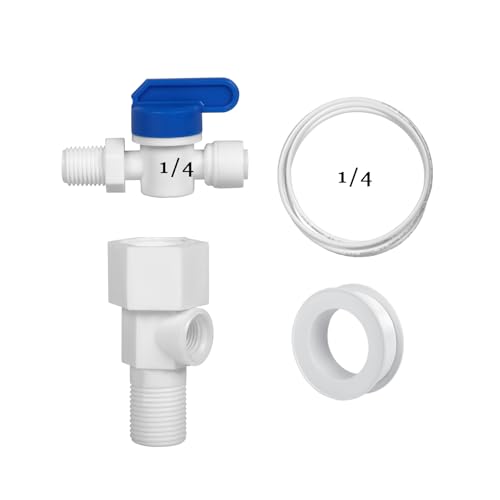 Image of Aqua Fresh RO Fitting Set - Plastic Inlet Diverter Valve with Coupling for All Domestic Water Purifiers | 1 /4 inch Push Fit | Includes Teflon Tape & Pipe Water Purifier with RO Technology for Home