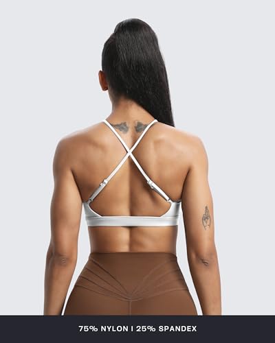 Image of Aoxjox Women's Workout Sports Bras Jamie Deep V Fitness Training Gym Bra Yoga Crop Tank