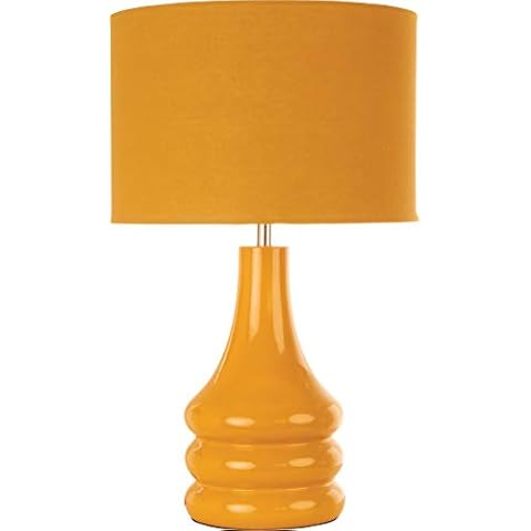 Village At Home Raj Chunky Ceramic Statement Table Lamp, Ochre/Yellow Cover
