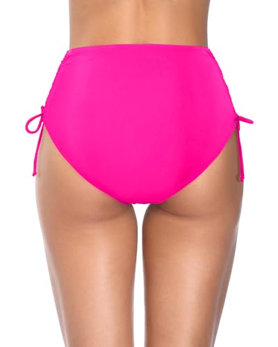 Image of Holipick Women's High Waisted Bikini Bottom | Tummy Control Ruched, Full Bum Coverage, Full Lining, Adjustable Drawstring Tie Side, Swimming, Beach