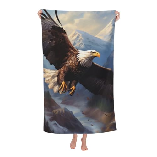 Bald Eagle Beach Towel Quick Dry Microfiber Eagle American Towel Lightweight Large Swimming Towel for Travel Pool Camping Absorbent Soft Beach Towel Gifts for Adults Kids Girls Boys 52x32 Inches