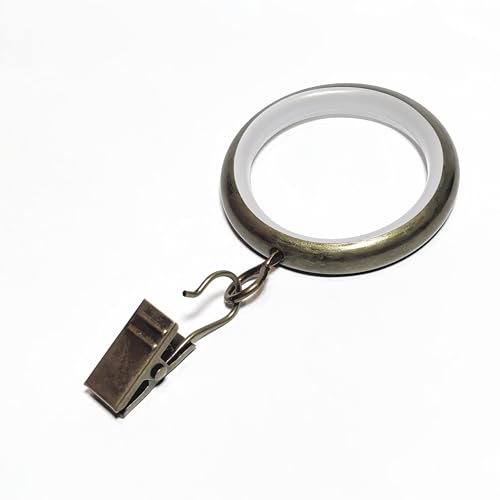 UEEBYLLIN 24 PCS Curtain Rings, Metal with Smooth, Quiet Nylon Inserts with Clips, 1.38
