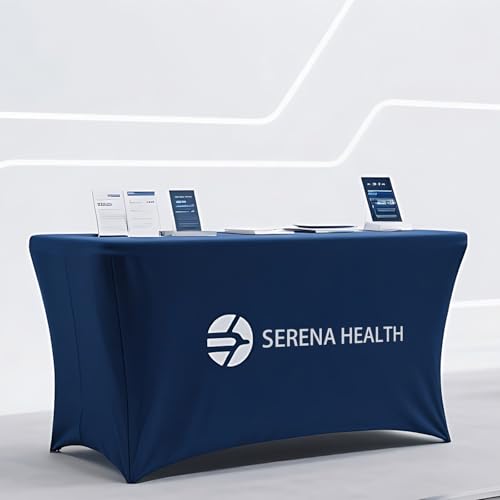 Customized Tablecloth with Logo 4/5/6/8/10FT for Business Tradeshow Events Company School Shop Welfare Organization Other Important Events Shipping Next Day (Stretch tablecloth, 4FT back open)