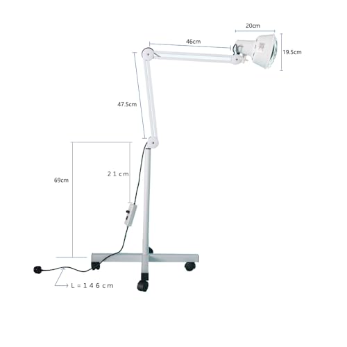 Stand Infrared Therapy Lamp with Dimmable Heating and Flexible Arm, Perfect for Home and Beauty Salon, 275W & White - Image 3