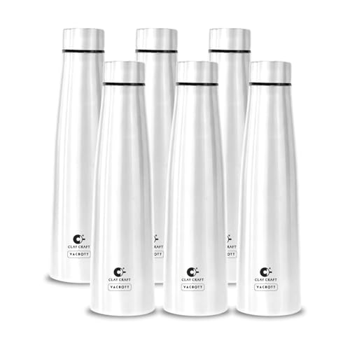 Image of Clay Craft VACBOTT Chariot Single Walled Non Insulated Water Bottle-900ML, 6-Piece(Silver) Leak Proof | Easy Grip |Easy To Carry| Gym Bottle | Home | Kitchen | Hiking | Treking Bottle | Travel Bottle
