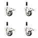 Service Caster Brand 3.5 Inch 316 Stainless Steel Light Duty Swivel Expanding Stem Caster Set of 4 Gray Polyurethane Caster Wheels and 1? Stem?1,200lbs. Total Cpty?Casters with Total Locking Brakes