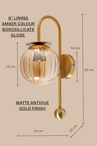 Image of Antique Curved Style Wall Lamp | Wall Lamp Sconce with Metal Frame | Decorative Lighting Fixture for Living Room, Bedroom, Hallway