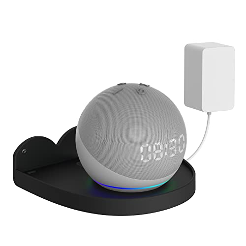 Aokicase Soporte de soporte para Amazon Echo Dot 4 / Echo Dot 5 con gestión de cables integrada, no requiere tornillos, accesorio para altavoz (Amazon Echo Dot 4 / Echo Dot 5, negro) JT01